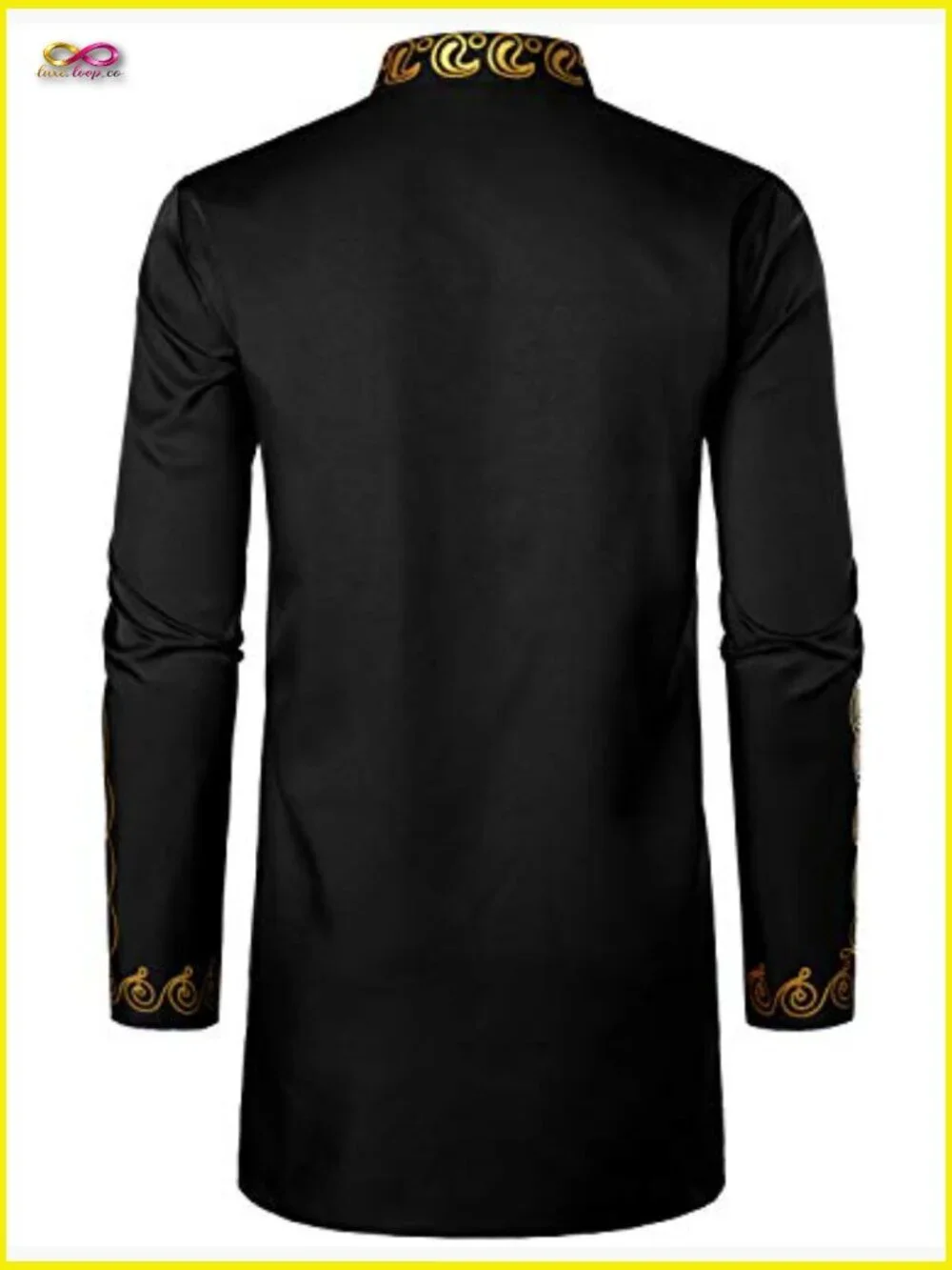 Men's African Dashiki Suit Slim Fit Polyester Traditional Gold Foil Print